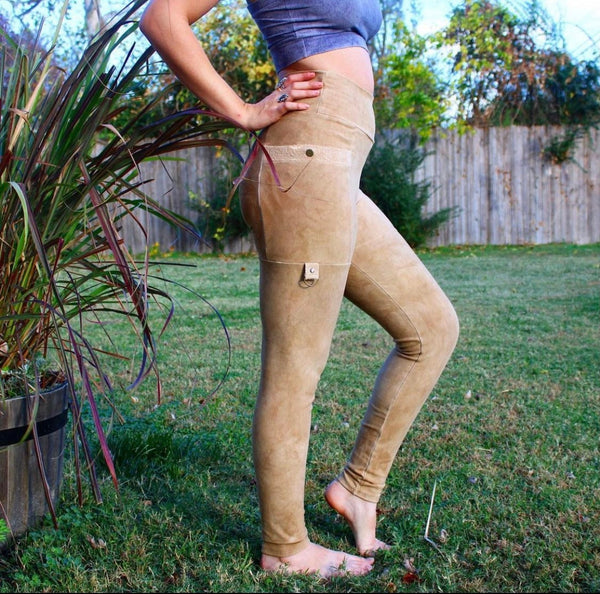 Organic Bamboo Fleece leggings with external pockets